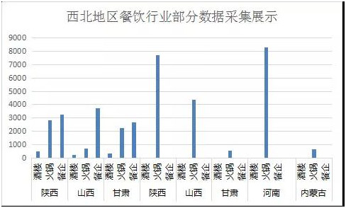 西北地區餐飲行業部分數據采集展示